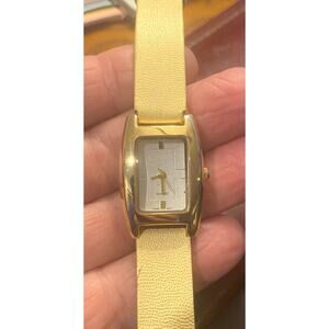 Women's 22mm Gold Tone Watch with Beige Band